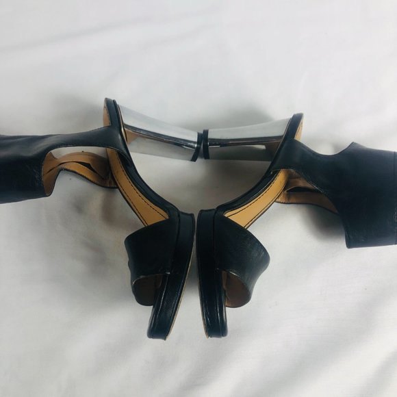 Black Nine West Sandal Ankle strap with Silver Heels 6M - Picture 9 of 12